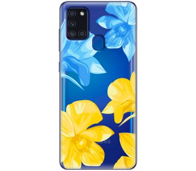 Чохол для Samsung Galaxy A21s (A217) MixCase патріотичні синьо-жовті квіти