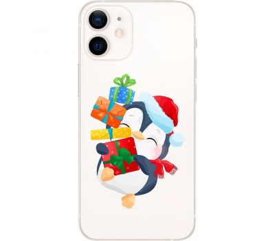 Чохол для iPhone 12 mini MixCase Новий рік пінгвін із подарунками