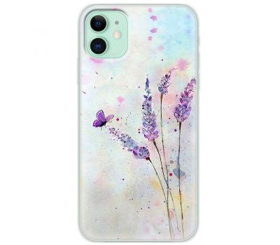 Чохол для iPhone 12 mini Mixcase акварельна лаванда квіти з метеликом