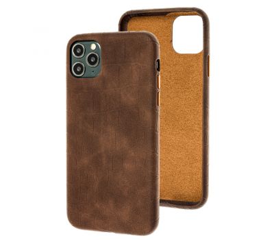 Чохол для iPhone 11 Pro Max Leather croco full brown