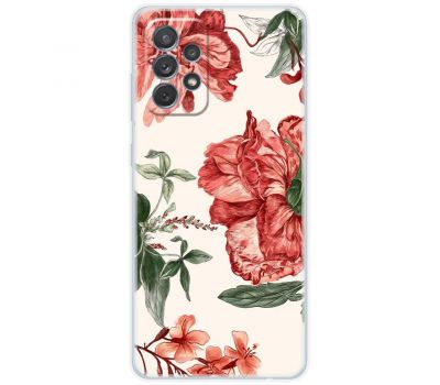 Чохол для Samsung Galaxy A52 MixCase квіти червоні на білому