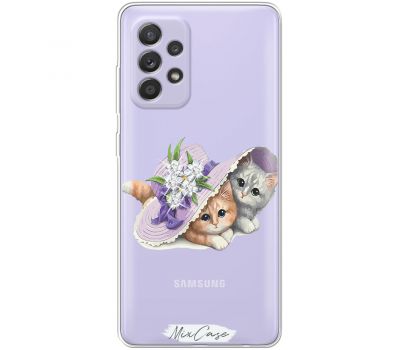 Чохол для Samsung Galaxy A52 Mixcase стрази кошенята з капелюхом