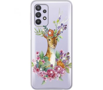 Чохол зі стразами Samsung A325 Galaxy A32 Deer with flowers