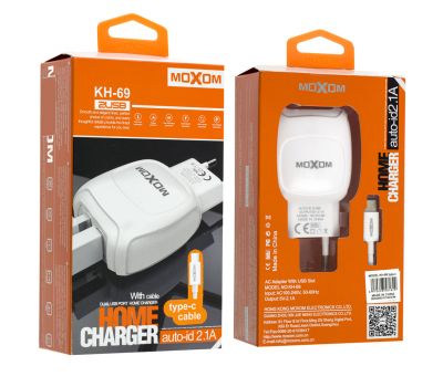 Зарядний пристрій Moxom KH-69 Type-C 2USB/2.1A білий 3342999