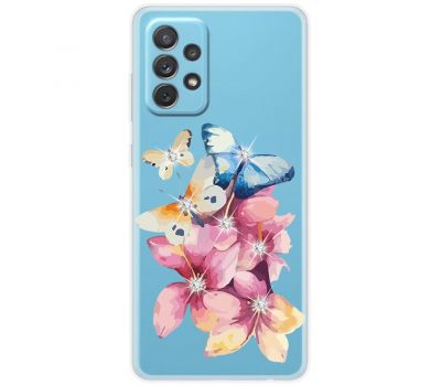 Чохол для Samsung Galaxy A13 (A135) MixCase стрази квіти метелика