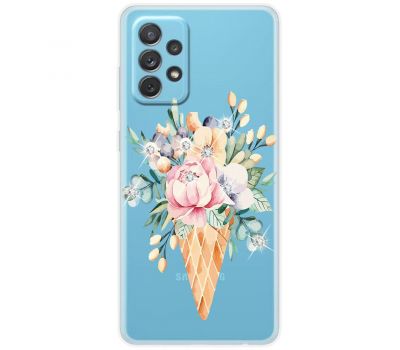 Чохол для Samsung Galaxy A13 (A135) MixCase стрази ріжок з квітами