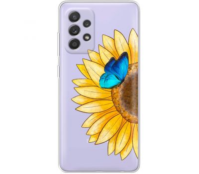 Чохол для Samsung Galaxy A13 (A135) Mixcase квіти соняшник з блакитним метеликом