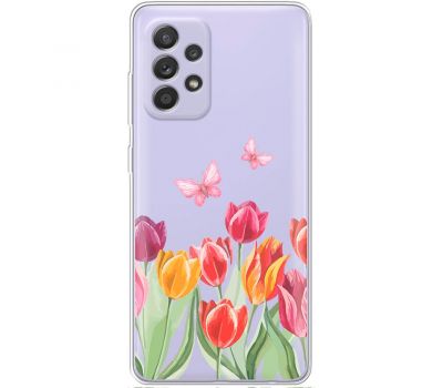 Чохол для Samsung Galaxy A13 (A135) Mixcase квіти тюльпани з двома метеликами