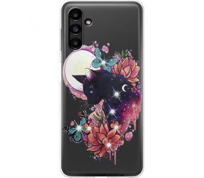 Чохол для Samsung Galaxy A14 MixCase стрази Cat in Flowers