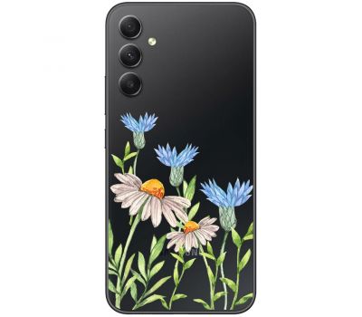 Чохол для Samsung Galaxy A34 (A346) Mixcase квіти волошки та ромашки