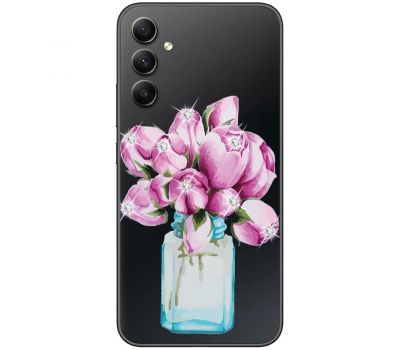 Чохол для Samsung Galaxy A34 (A346) Mixcase зі стразами ваза з квітами