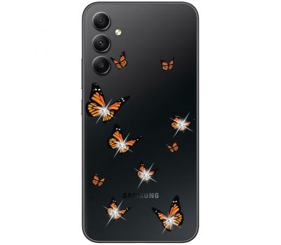 Чохол для Samsung Galaxy A14 Mixcase зі стрази метелики