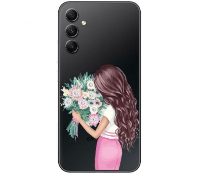 Чохол для Samsung Galaxy A14 Mixcase зі стразами дівчина з квітами