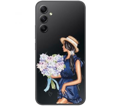 Чохол для Samsung Galaxy A14 Mixcase зі стразами дівчина з квітами в сукні