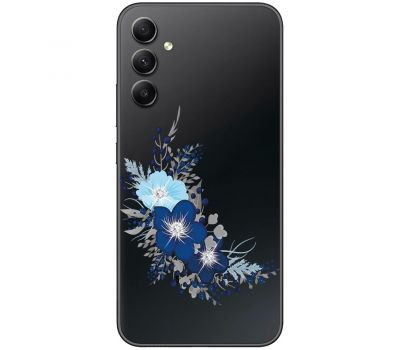 Чохол для Samsung Galaxy A14 Mixcase зі стразами сині квіти