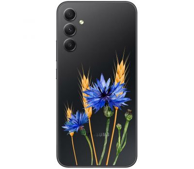 Чохол для Samsung Galaxy A14 Mixcase квіти волошки в колосках