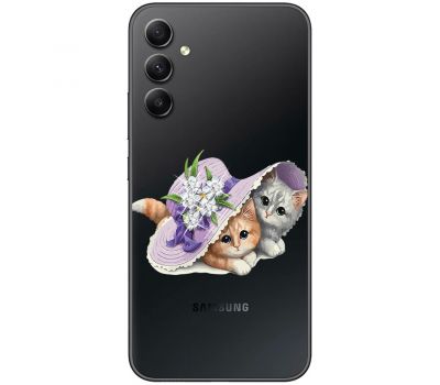 Чохол для Samsung Galaxy A54 (A546) Mixcase зі стразами котики в капелюс