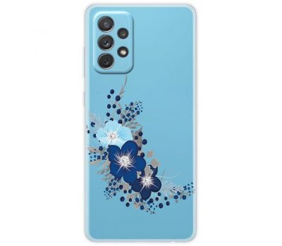 Чохол для Samsung Galaxy A72 MixCase стрази синя квітка