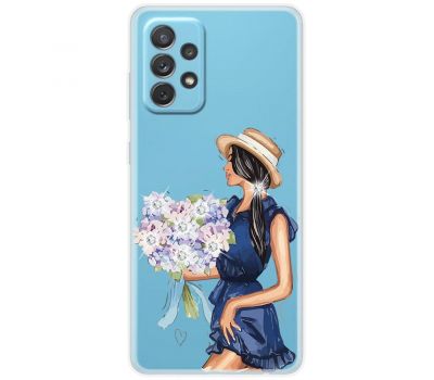 Чохол для Samsung Galaxy A72 MixCase стрази дівчина з квітами