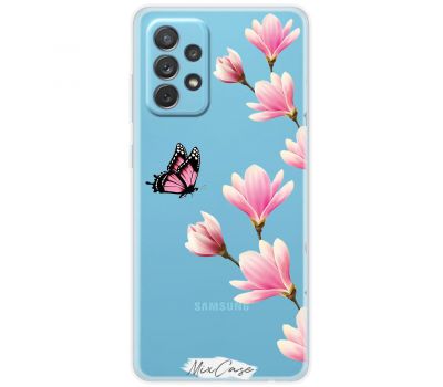 Чохол для Samsung Galaxy A72 Mixcase квіти рожеві та метелик