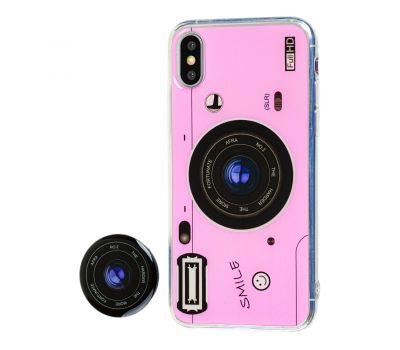 Чохол для iPhone X Photo Popsocket рожевий