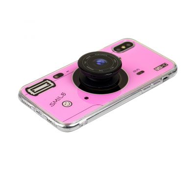 Чохол для iPhone X Photo Popsocket рожевий 3355299