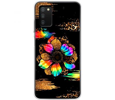 Чохол для Samsung Galaxy A03s (A037) MixCase Леопард райдужна квітка