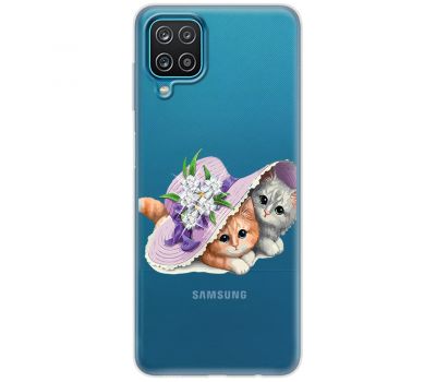 Чохол для Samsung Galaxy A12 / M12 MixCase стрази кошенята з капелюхом