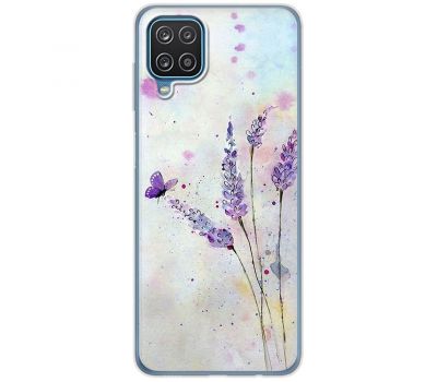 Чохол для Samsung Galaxy A12 / M12 Mixcase квіти акварельна лаванда з метеликом