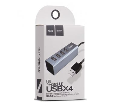 USB HUB Hoco HB1 microUSB 4USB port сірий 3364000