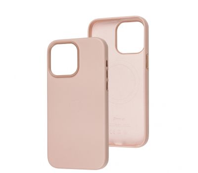 Чохол для iPhone 14 Pro Max Leather with MagSafe pink sand