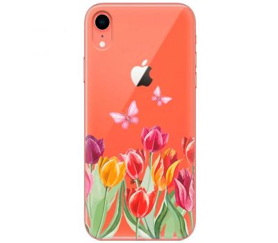 Чохол для iPhone Xr Mixcase тюльпани квіти з двома метеликами