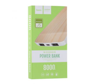 Зовнішній акумулятор Power Bank Hoco J5 Wooden 8000mAh pear 337446