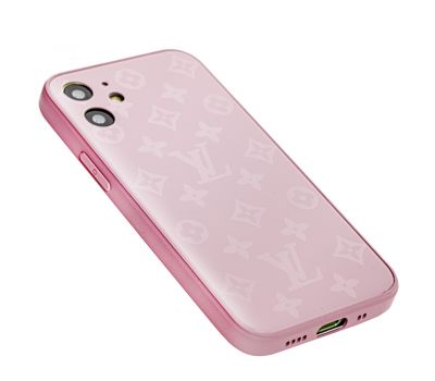 Чохол для iPhone 12 mini glass LV рожевий 3370580