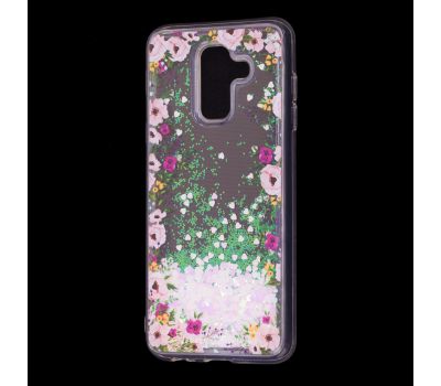 Чохол для Samsung Galaxy A6+ 2018 (A605) Блиск вода світло-рожевий "квіти"