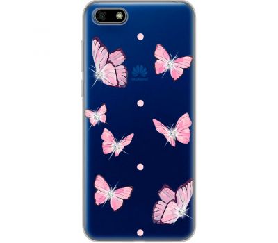 Чохол для Huawei Y5 2018 MixCase стрази рожеві метелики
