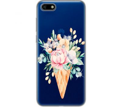 Чохол для Huawei Y5 2018 MixCase стрази ріжок з квітами