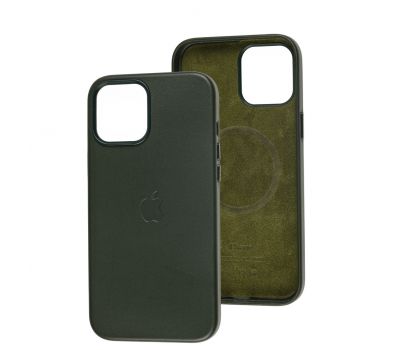 Чохол для iPhone 12 Pro Max Leather classic Full MagSafe military green