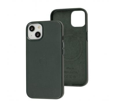 Чохол для iPhone 14 Leather with MagSafe shirt green