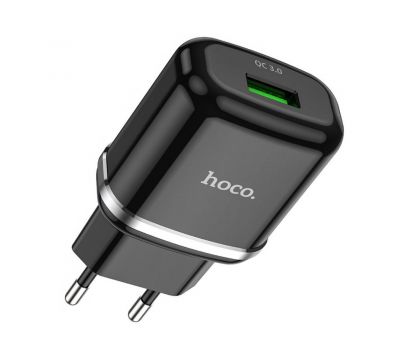 Мережевий ЗП адаптер Hoco N3 QC3.0 1USB чорний