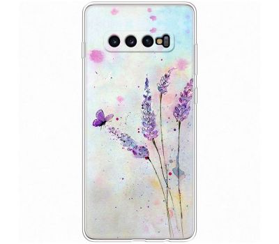 Чохол для Samsung Galaxy S10+ (G975) Mixcase квіти акварельна лаванда з метеликом