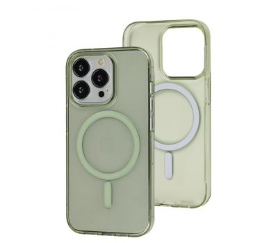 Чохол для iPhone 14 Pro Clear color MagSafe green