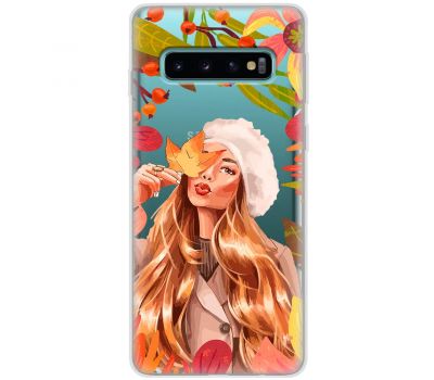 Чохол для Samsung Galaxy S10+ (G975) MixCase осінь дівчина у біреті