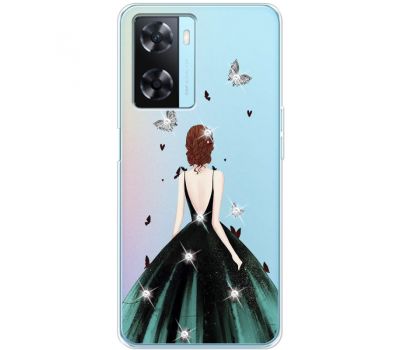 Чохол для Oppo A57s MixCase зі стразами Girl in the green dress