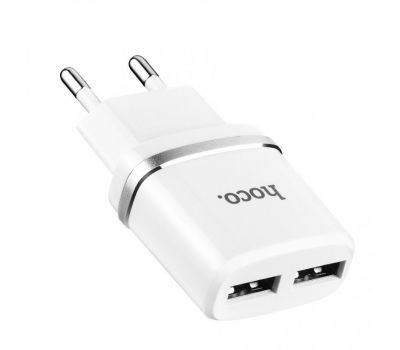 Мережевий ЗП Hoco C12 2 USB 2.4A білий 3399841