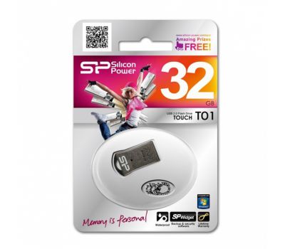 Флешка USB 2.0 Silicon Power Touch T01 32GB Black metal