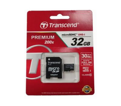Карта пам'яті microSD Transcend 32Gb class 10 UHS-1 + Adapter SD
