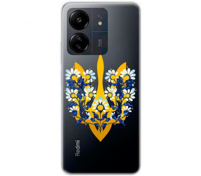 Чохол для Xiaomi Redmi 13C MixCase патріотичні тризуб в квітах