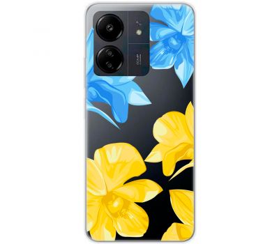 Чохол для Xiaomi Redmi 13C MixCase патріотичні синьо-жовті квіти
