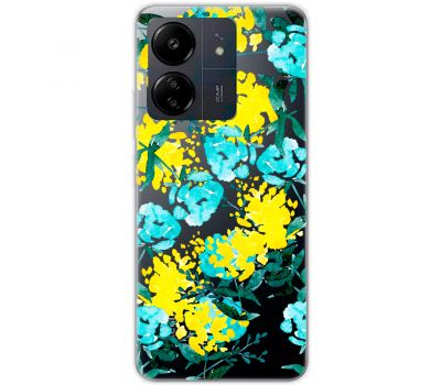 Чохол для Xiaomi Redmi 13C MixCase патріотичні жовто-блакитні квіти